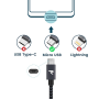 Câble USB / Micro Nylon Tressé RAMPOW RAA20 Gris/Noir - 20cm/1m/2*2m/3m - Pack de 5