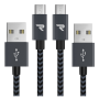 Câble USB / Micro Nylon Tressé RAMPOW RAA21 Gris/Noir - 3m - Pack de 2