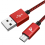 Câble USB / Micro Nylon Tressé RAMPOW RAA15 Rouge/Noir - 20cm